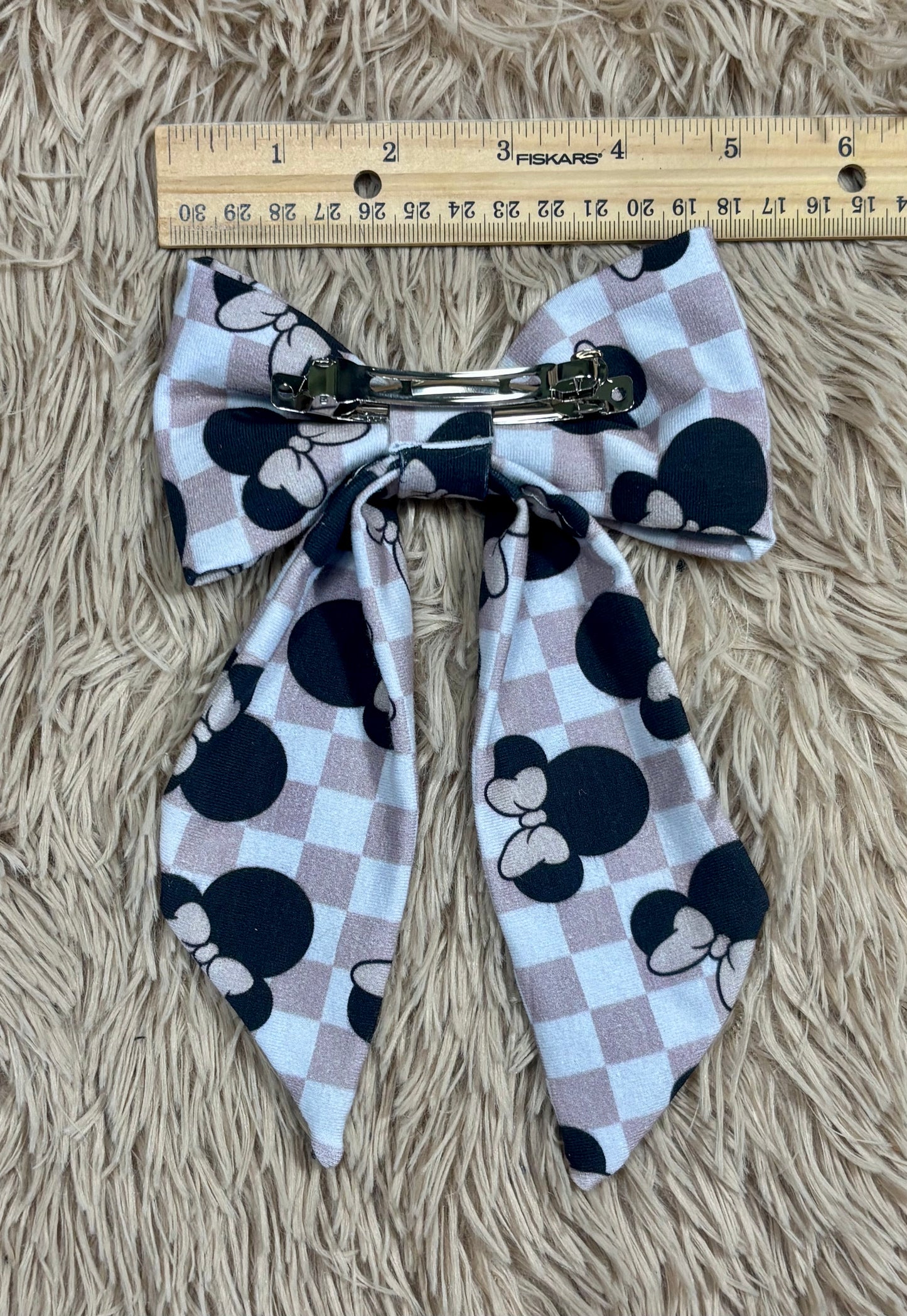 Checkered Mouse Twisted Headwrap and Hairbow Bundle