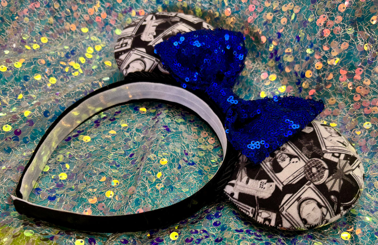 Stranger Things Mouse Ears Headband | Black & White Collage | Handmade Disney Ears | Ready to Ship