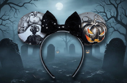 Keep It Creepy Mouse Ears | Handmade One-of-a-Kind Halloween Disney Headband with Sequin Bow