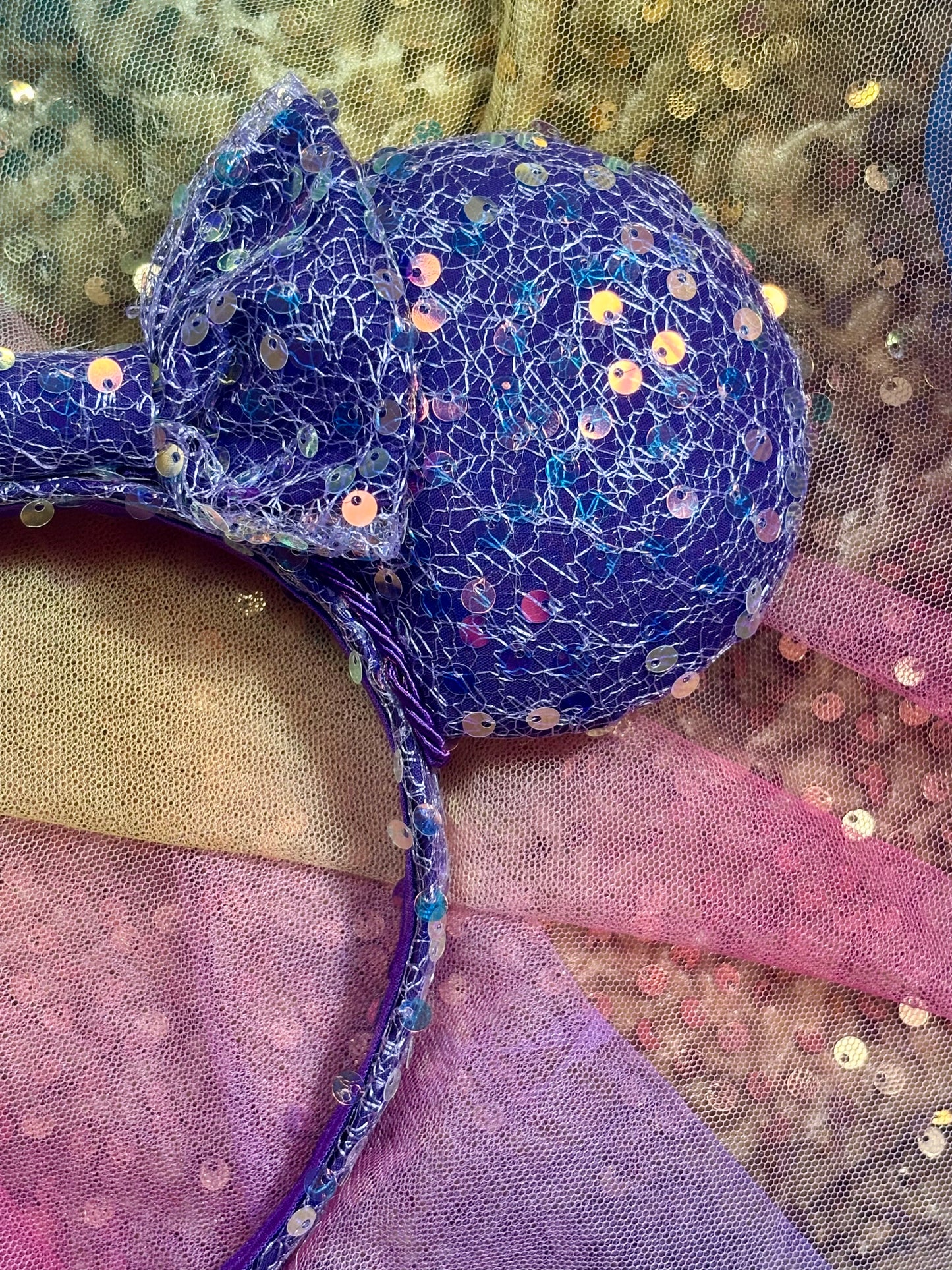 Purple Sequin Mouse Ears - Sparkle Mickey Ear Headband for Disney & Rapunzel