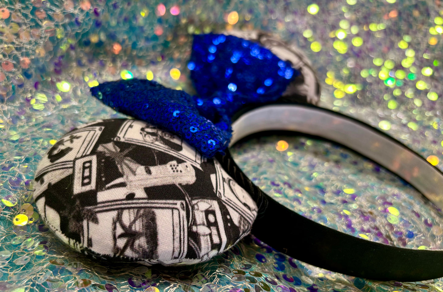 Stranger Things Mouse Ears Headband | Black & White Collage | Handmade Disney Ears | Ready to Ship