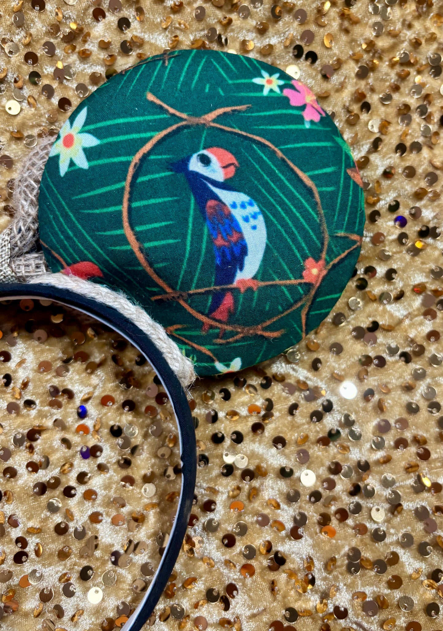 Enchanted Tiki Room Mouse Ears | Tropical Burlap Trim Adventureland Headband