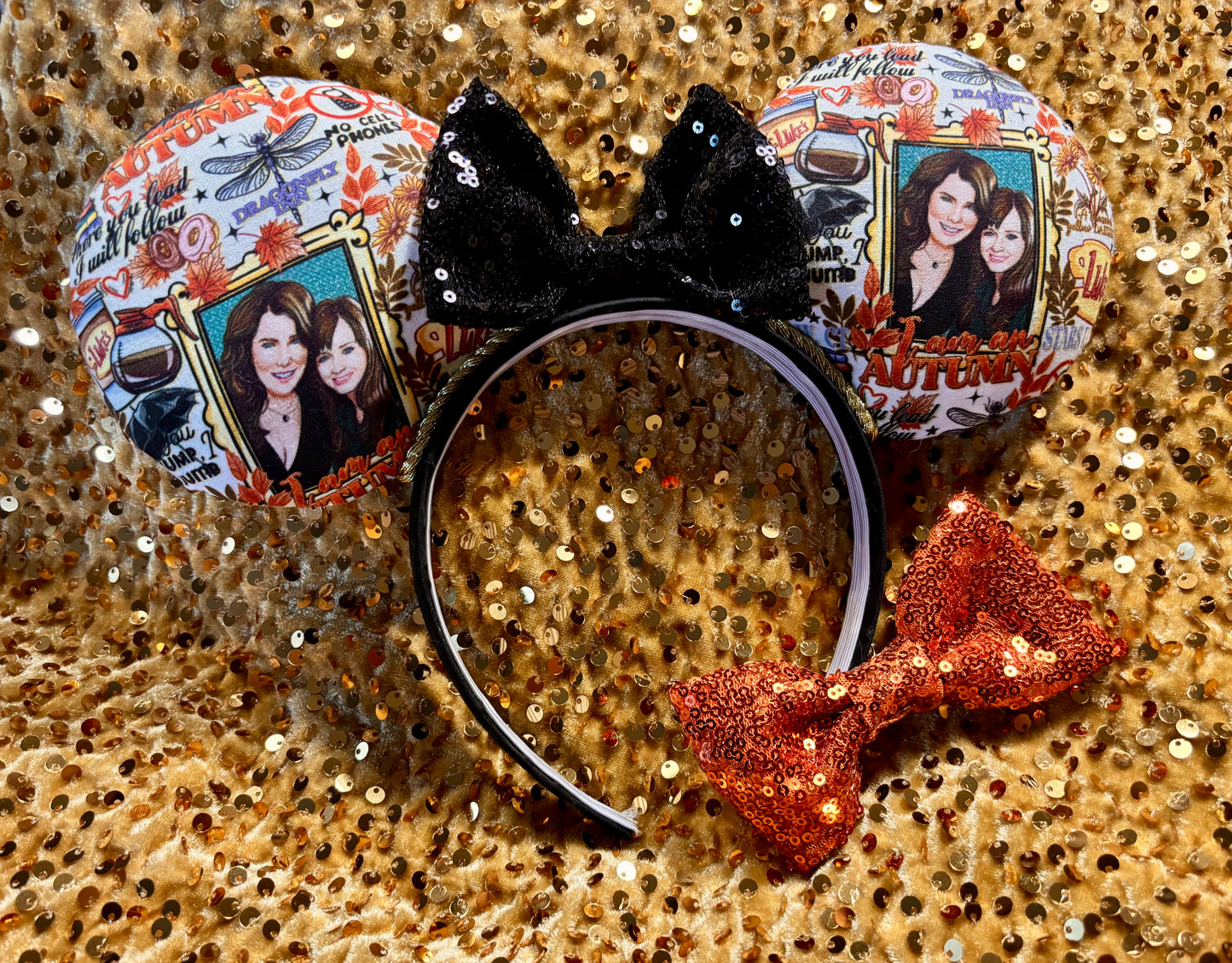 Gilmore Girls Inspired Mouse Ears | Handmade Coffee & Books Disney Headband with Sequin Bow