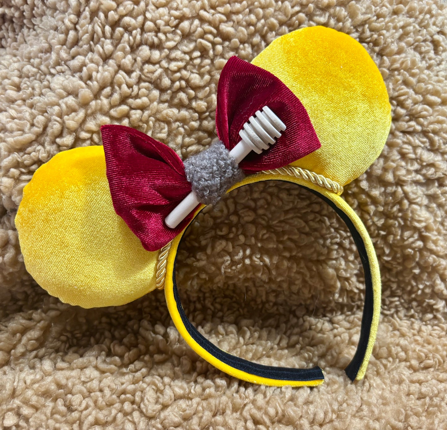 Winnie the Pooh Mouse Ears | Handmade Pooh-Inspired Disney Headband with Honey Accent & Plush Bow