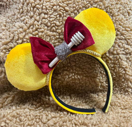 Winnie the Pooh Mouse Ears | Handmade Pooh-Inspired Disney Headband with Honey Accent & Plush Bow