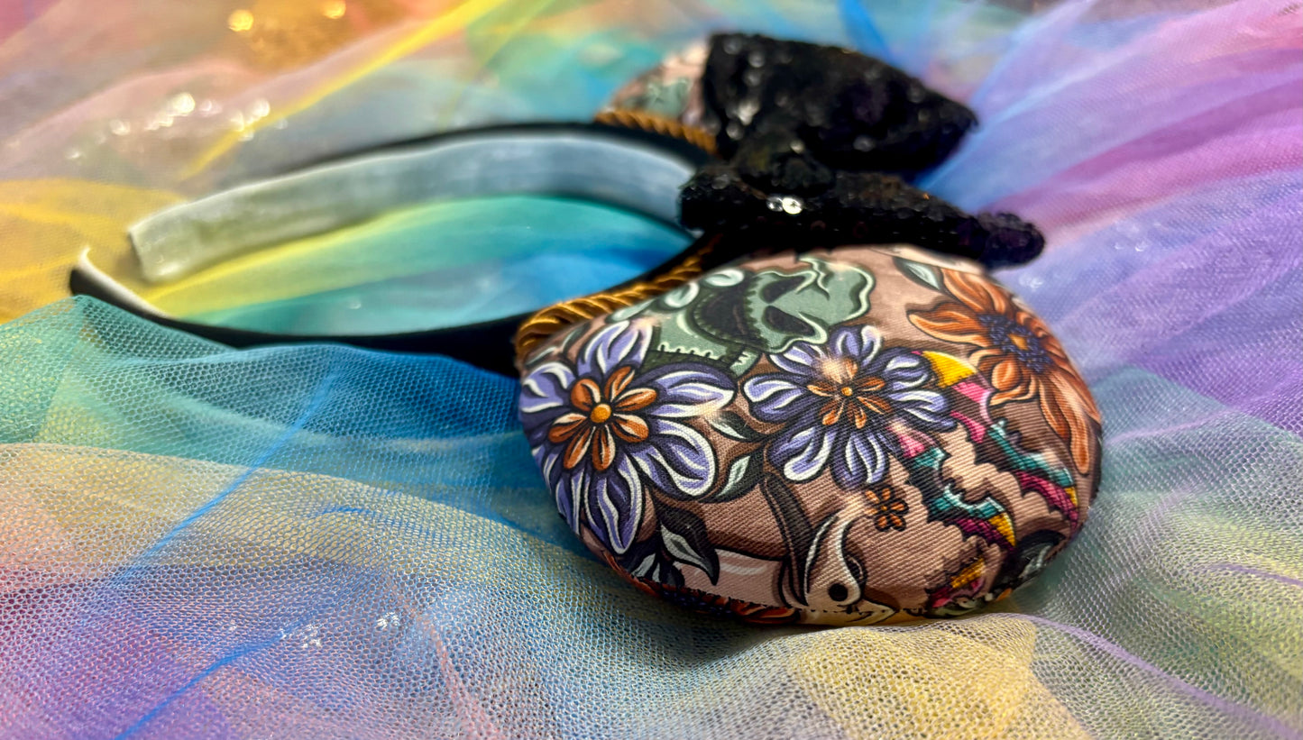 Pretty Nightmare Mouse Ears | Handmade Nightmare Before Christmas Disney Headband with Sequin Bow