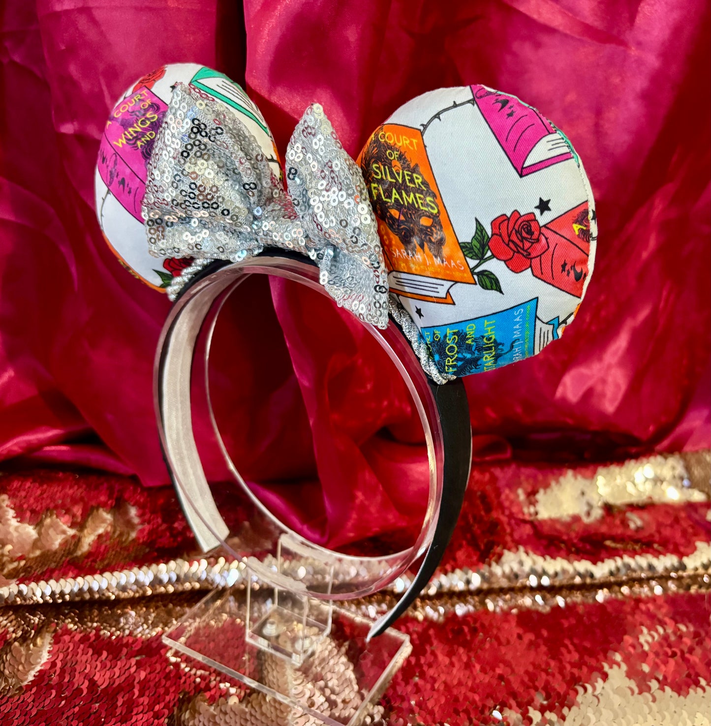 ACOTAR Inspired Mouse Ears | Handmade A Court of Thorns and Roses Disney Headband with Sequin Bow