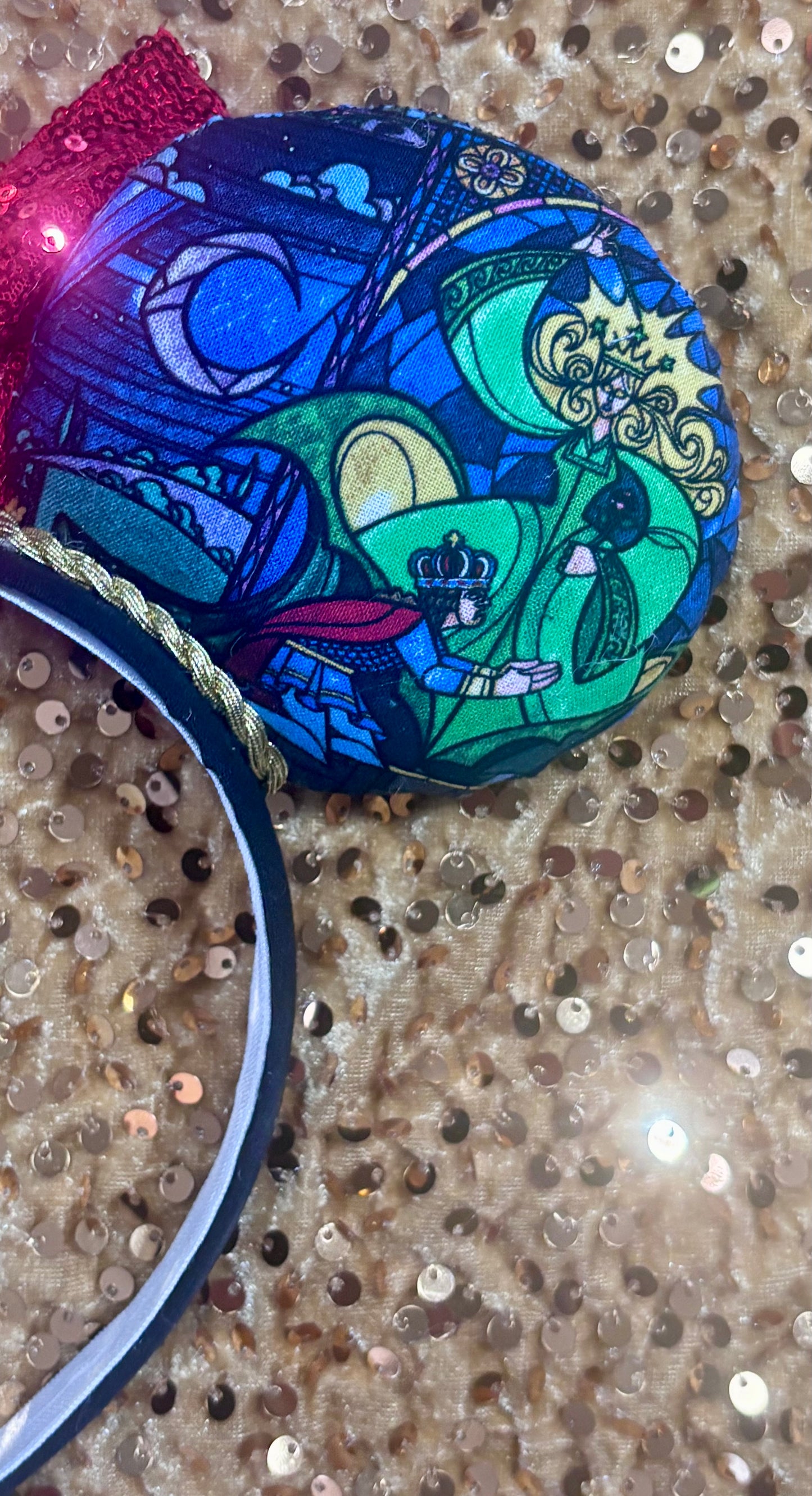 Beauty and the Beast Stained Glass Mouse Ears – Belle Handmade Disney Headband