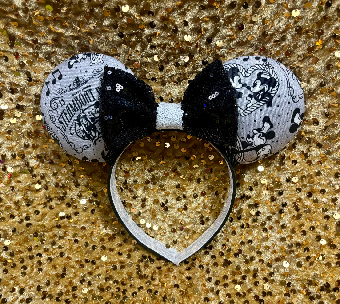 Steamboat Willie Mouse Ears | Classic Black & White Vintage Disney Headband