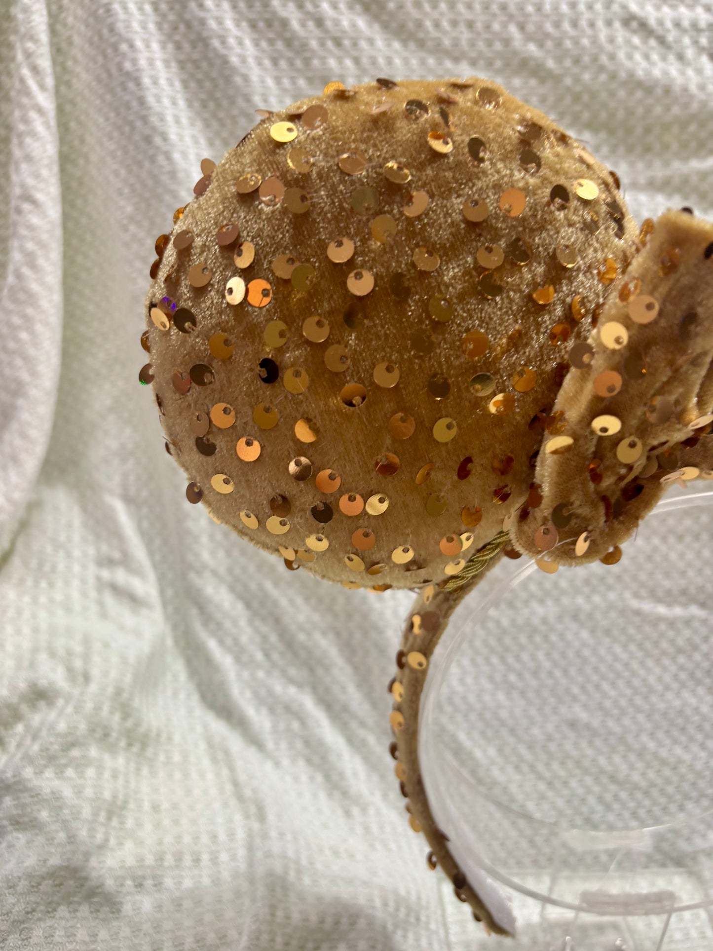 Gold Velvet Sequin Mouse Ears -  Deluxe Theme Park Headband