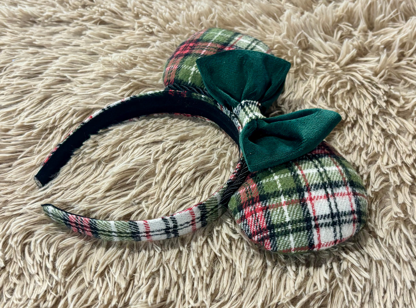 Plaid & Pine Green Ears