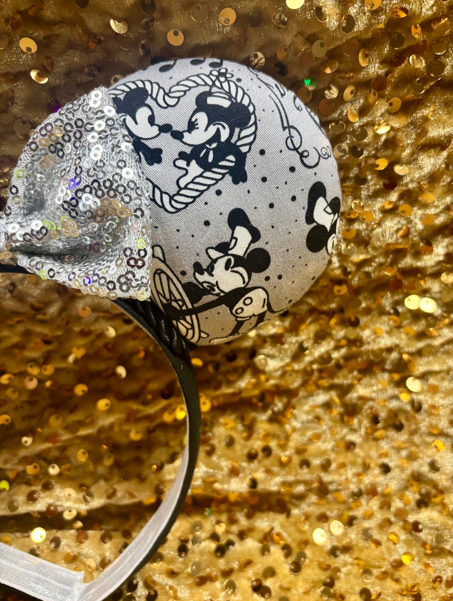 Steamboat Willie Mouse Ears | Classic Black & White Vintage Disney Headband