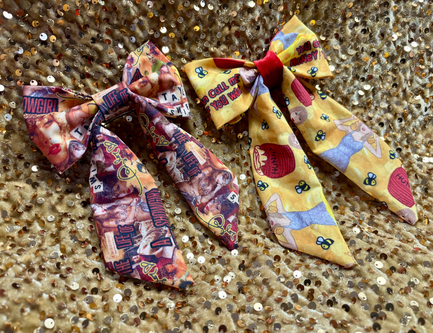 Showgirl Hair Bow Bundle | Orange & Green Taylor Swift Inspired | 2-Piece Handmade Set | Ready to Ship