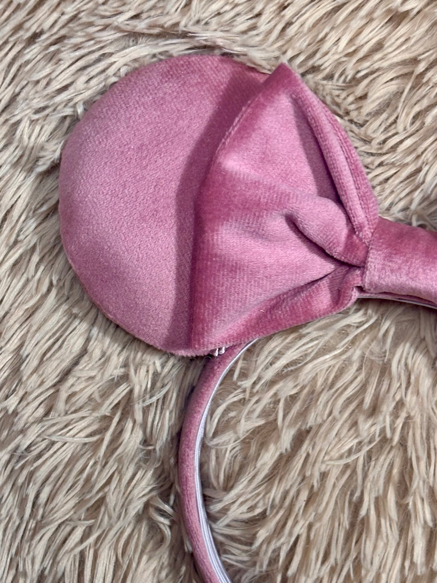 Dusty Rose Velvet Ear Headband | Handmade Plush Bow Headband