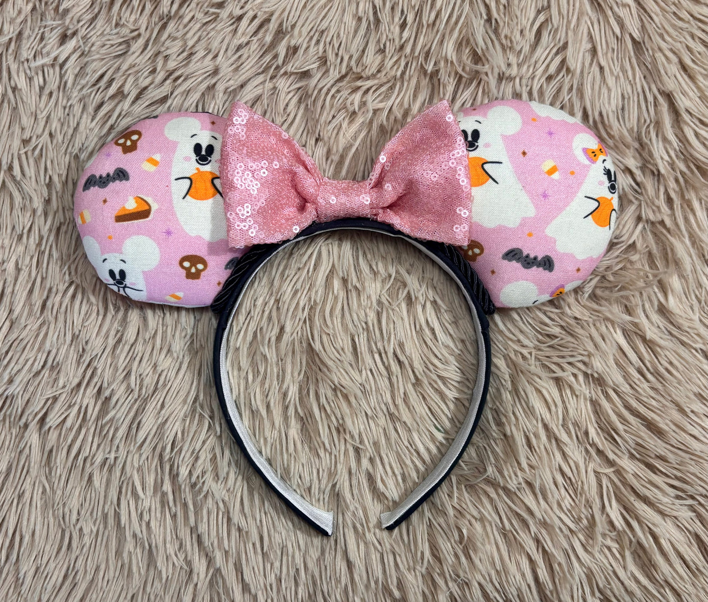Pink Ghosts Ear Headband | Handmade Halloween Hair Accessory
