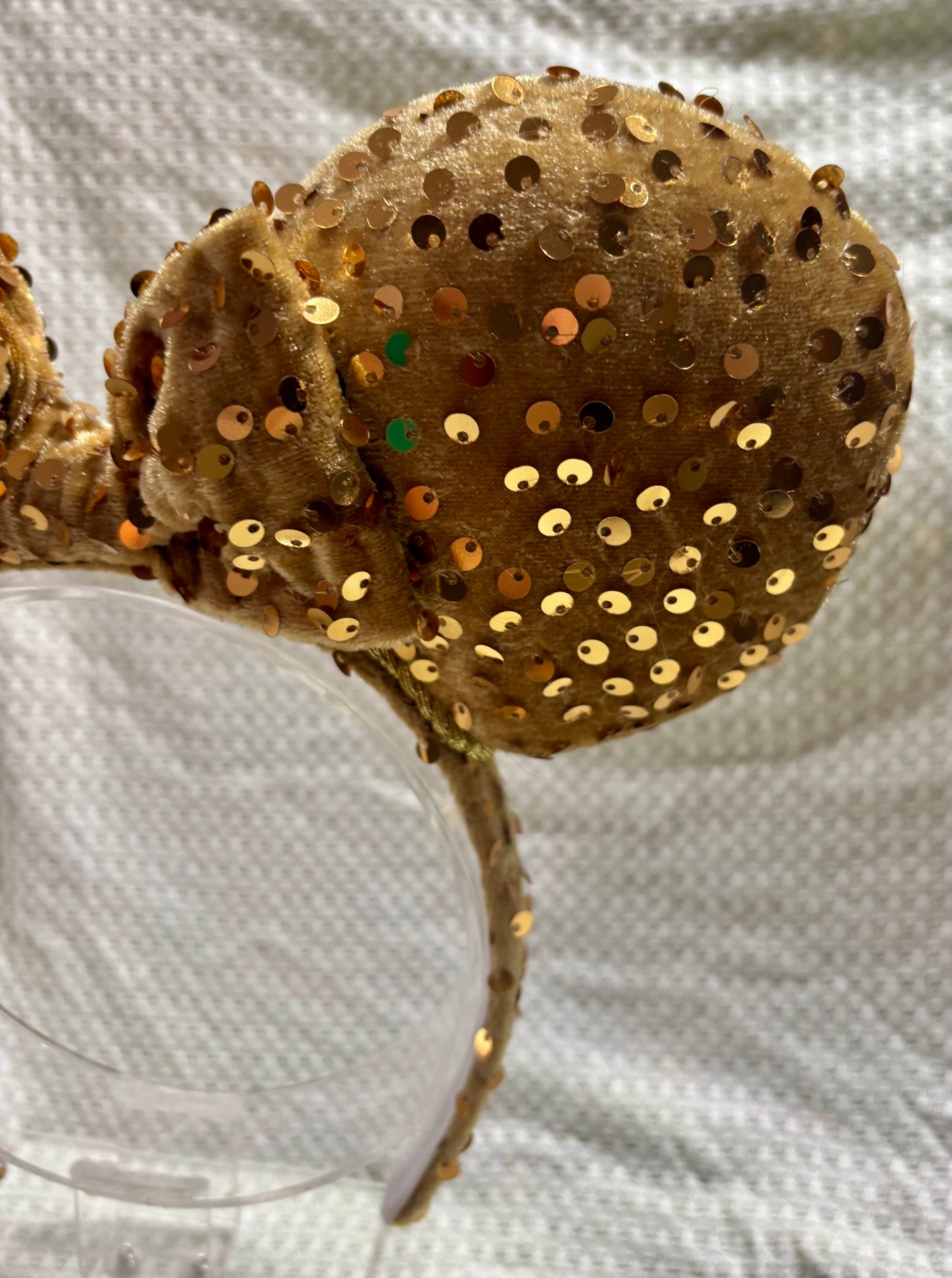 Gold Velvet Sequin Mouse Ears -  Deluxe Theme Park Headband