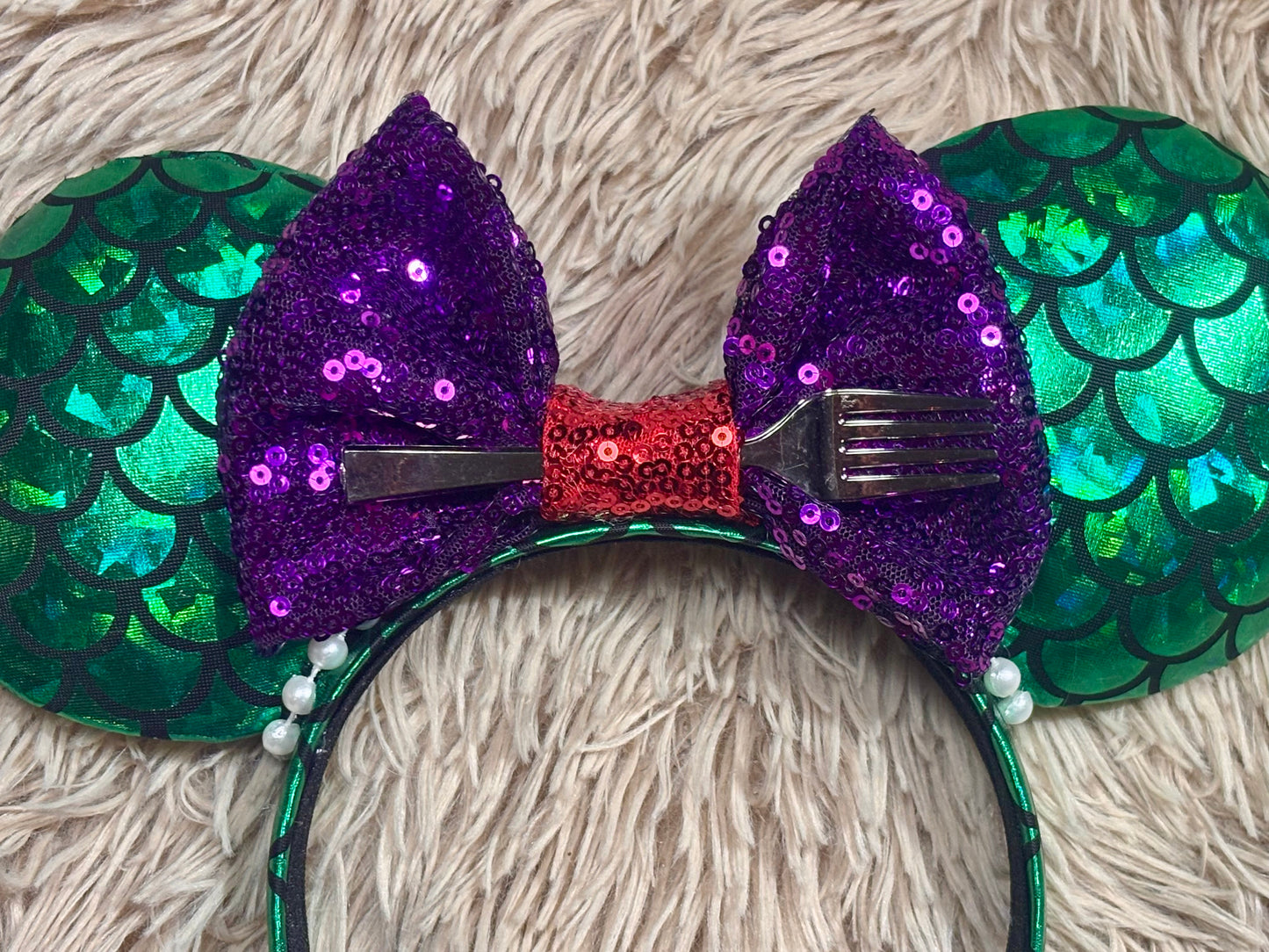 Mermaid Ear Headband | Handmade Sequin Bow Mouse Ears