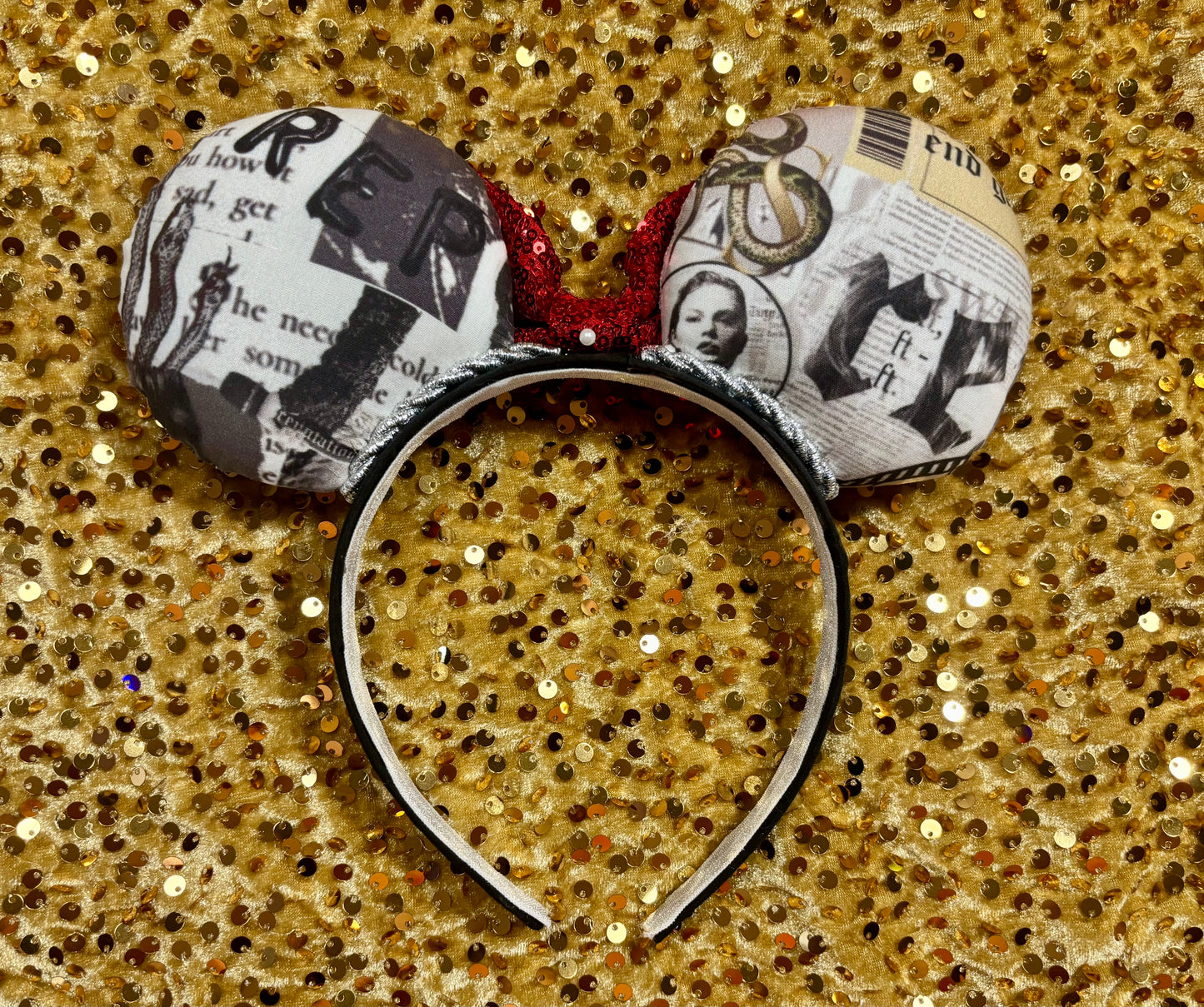 Taylor Swift So It Goes Mouse Ears – Handmade Disney-Inspired Headband with Red Sequin Bow