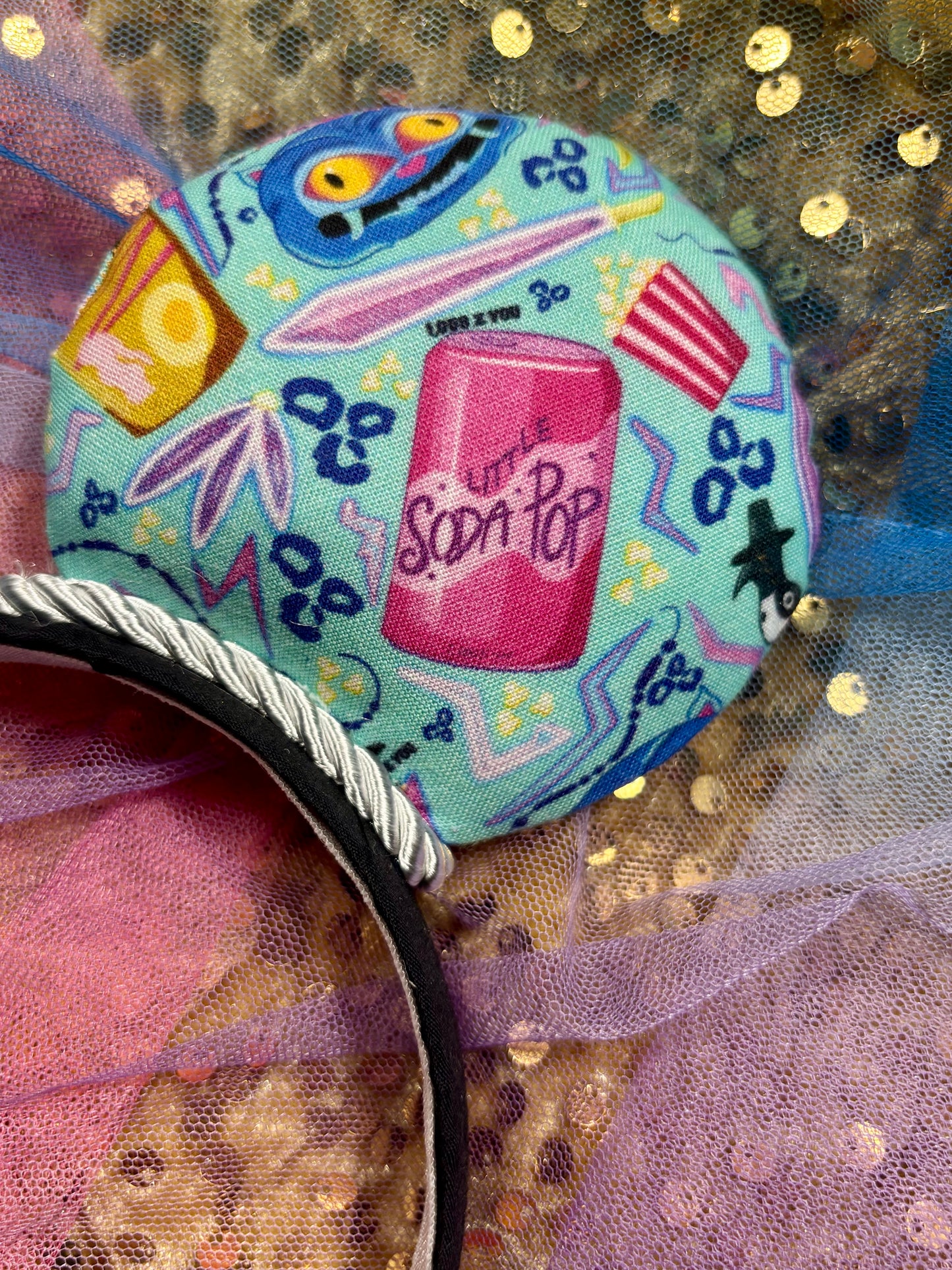 K-Pop Demon Hunters Inspired Mouse Ears | Purple Collage Headband with Sequin Bow