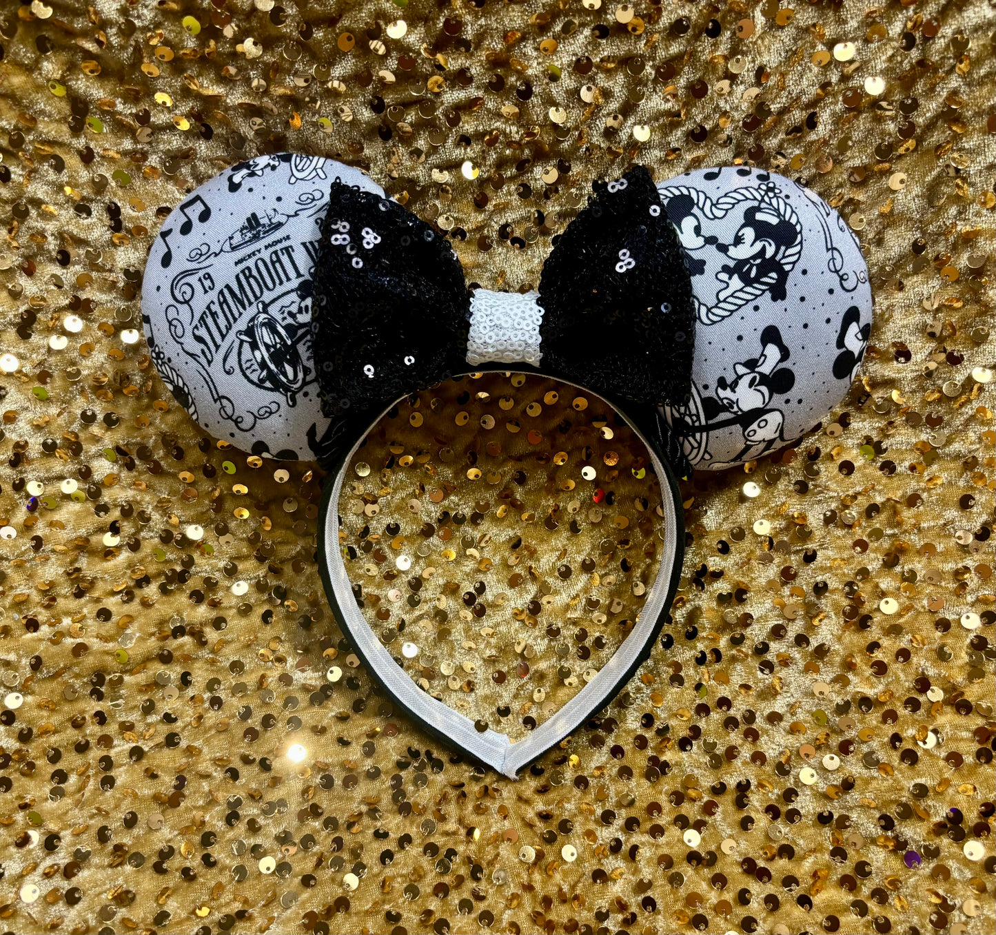 Steamboat Willie Mouse Ears | Classic Black & White Vintage Disney Headband