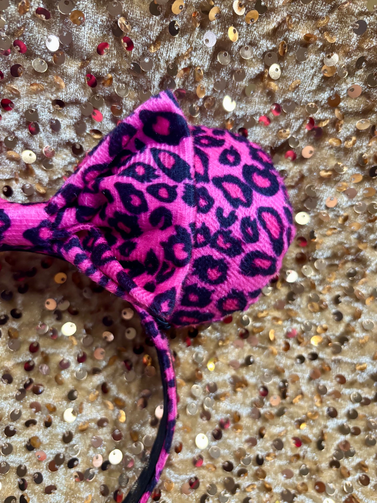 Pink Leopard Mouse Ears Headband | Animal Print Disney Ears | Handmade & Ready to Ship