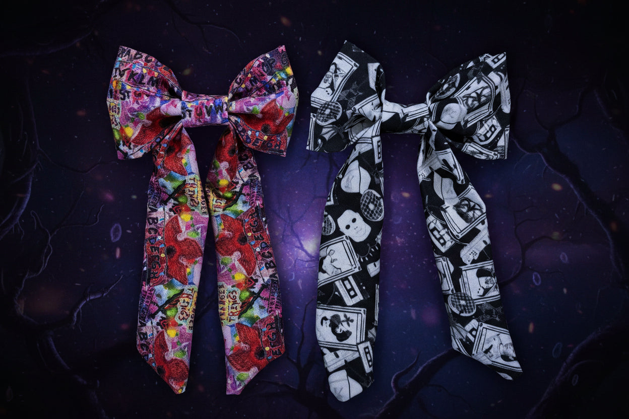 Stranger Things Inspired Hair Bow Bundle | 2-Piece Upside Down Set | Handmade & Ready to Ship