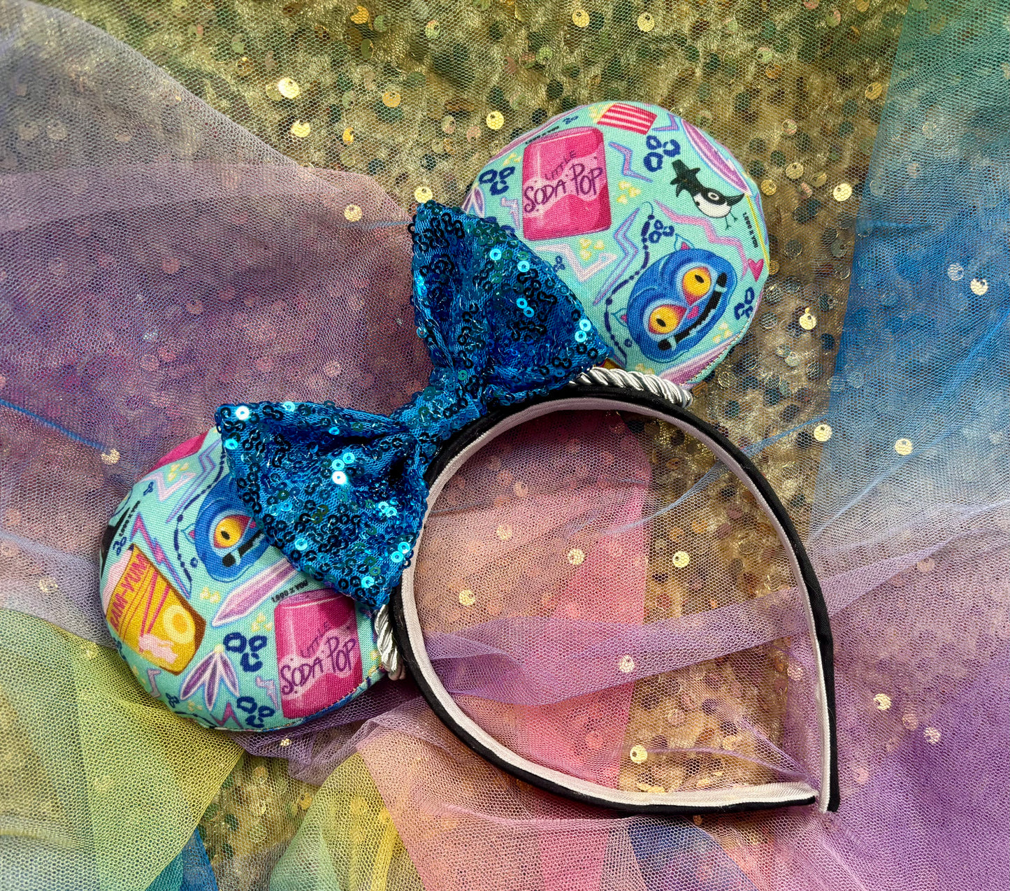 K-Pop Demon Hunters Inspired Mouse Ears | Purple Collage Headband with Sequin Bow