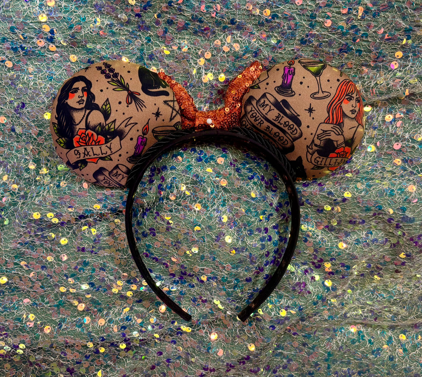 Owens Sisters Mouse Ears | Practically Magical Halloween Headband with Sequin Bow