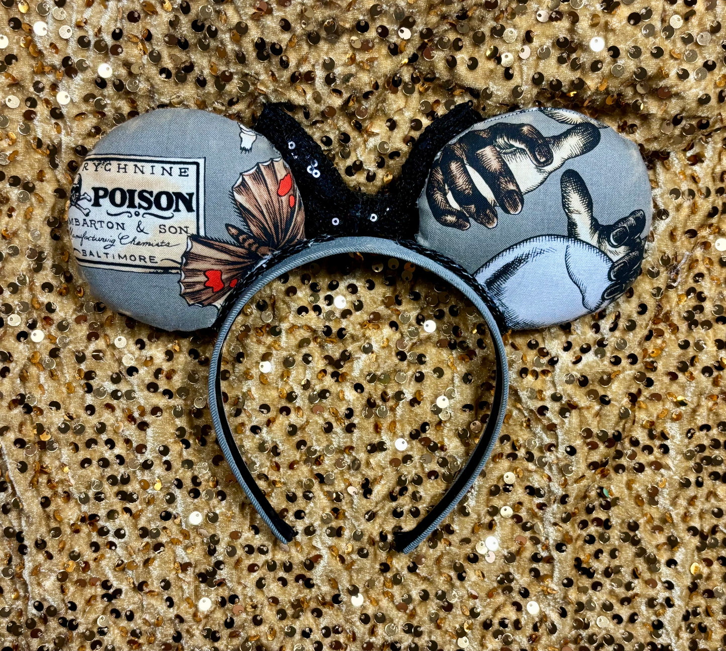 Keep It Creepy Mouse Ears | Handmade One-of-a-Kind Halloween Disney Headband with Sequin Bow