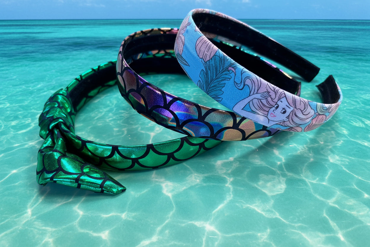 Ariel Inspired Mermaid Hair Bundle | 5-Piece Headwrap & Headband Set | Handmade & Ready to Ship