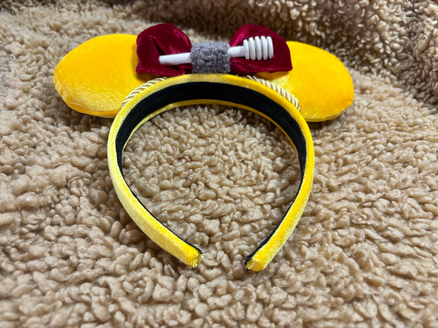 Winnie the Pooh Mouse Ears | Handmade Pooh-Inspired Disney Headband with Honey Accent & Plush Bow