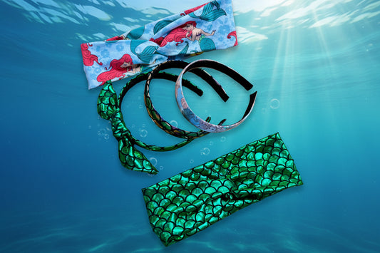 Ariel Inspired Mermaid Hair Bundle | 5-Piece Headwrap & Headband Set | Handmade & Ready to Ship