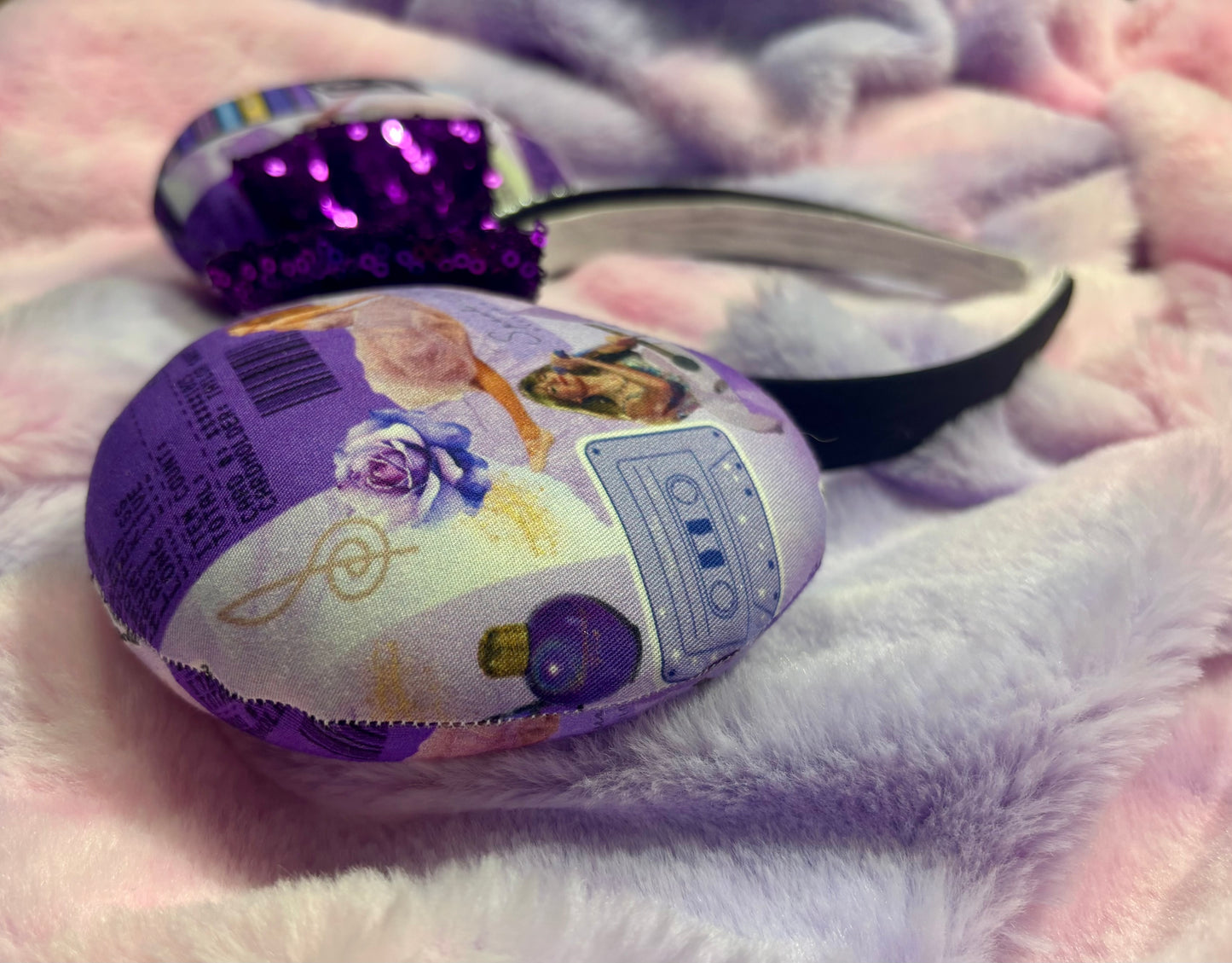 Castles Crumbling Mouse Ears | Handmade Taylor-Inspired Disney Headband with Purple Sequin Bow
