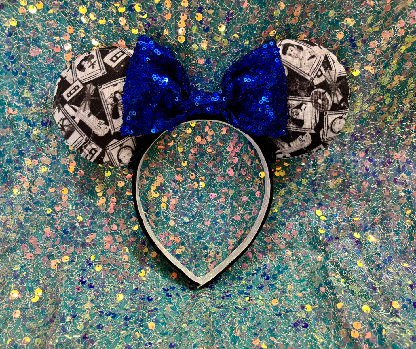 Stranger Things Mouse Ears Headband | Black & White Collage | Handmade Disney Ears | Ready to Ship