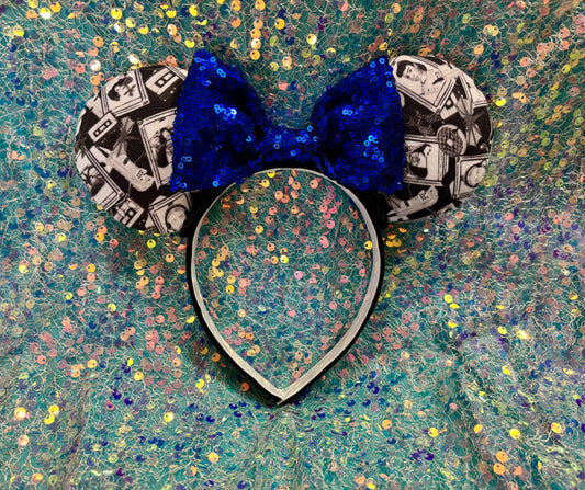 Stranger Things Mouse Ears Headband | Black & White Collage | Handmade Disney Ears | Ready to Ship