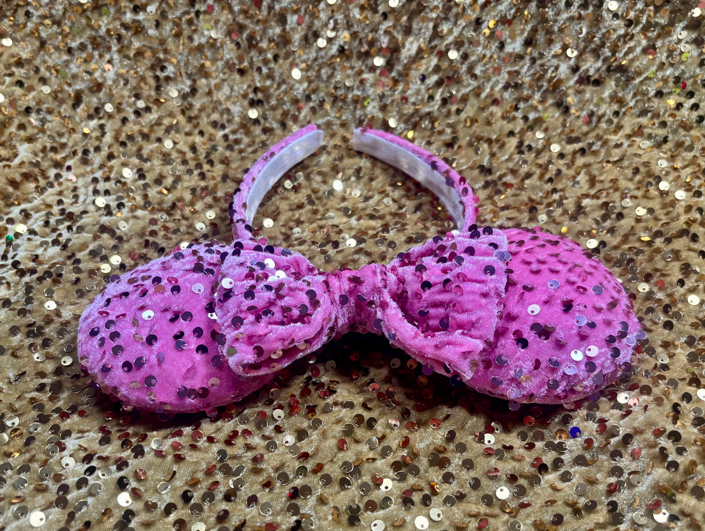 Pink Velvet Sequin Mouse Ears