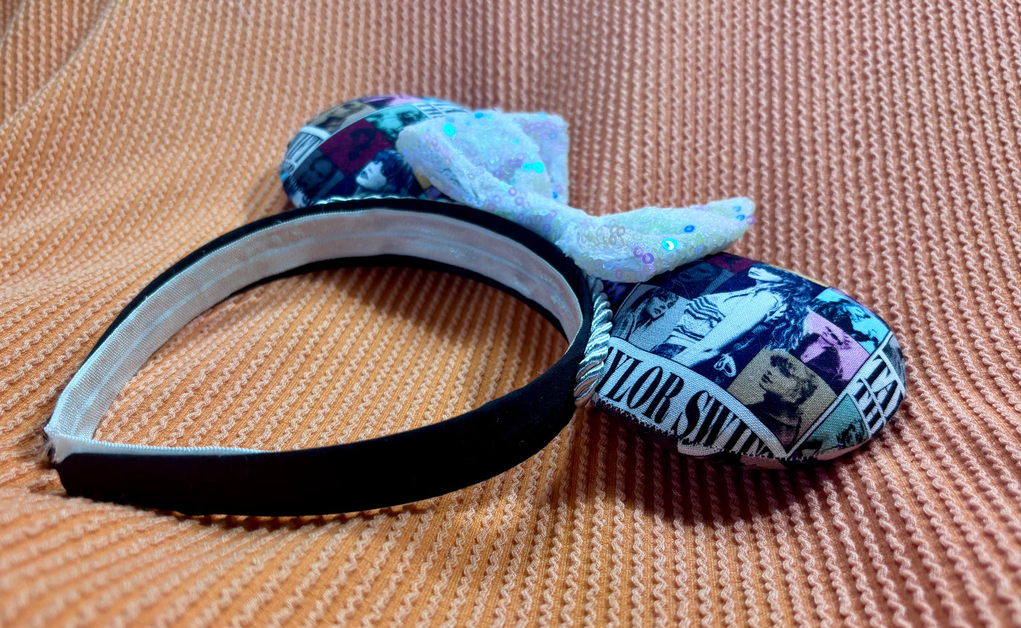 The Eras Ears — Handmade Mouse Ear Headband | Eras-Inspired Collage Fabric