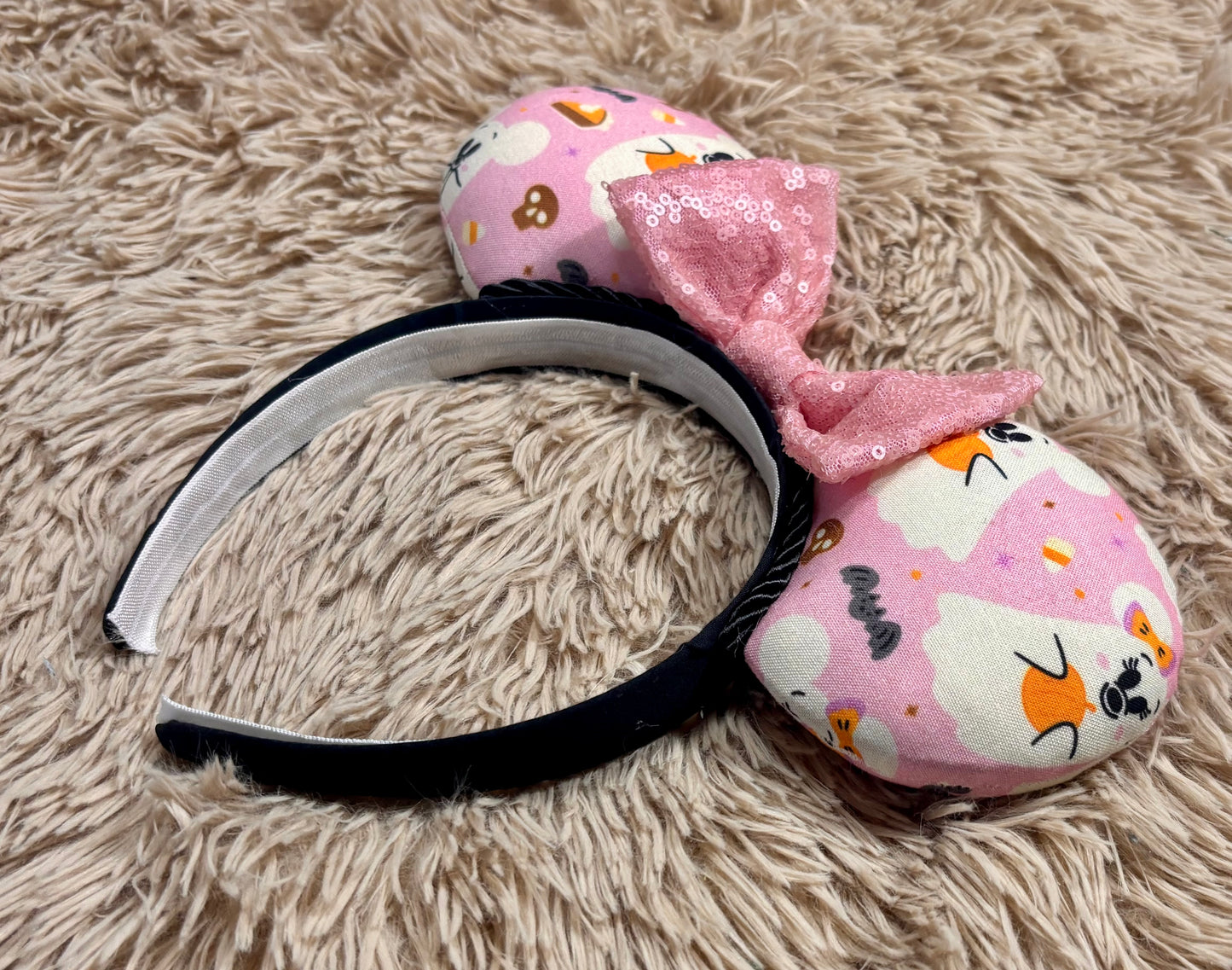 Pink Ghosts Ear Headband | Handmade Halloween Hair Accessory