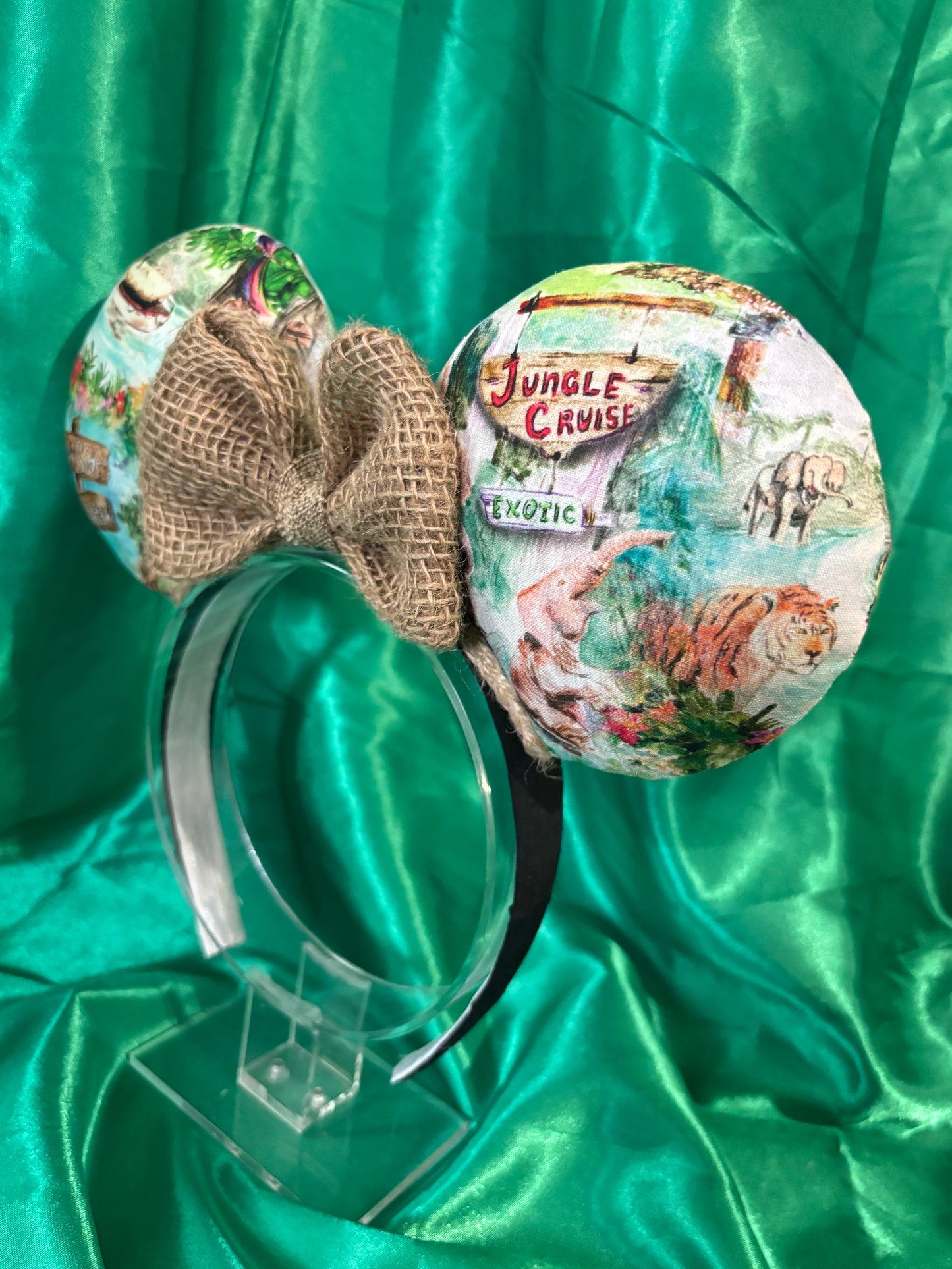 Jungle Cruise Mouse Ears – Magic Kingdom Safari Inspired Handmade Disney Headband | Brown Sequin Bow