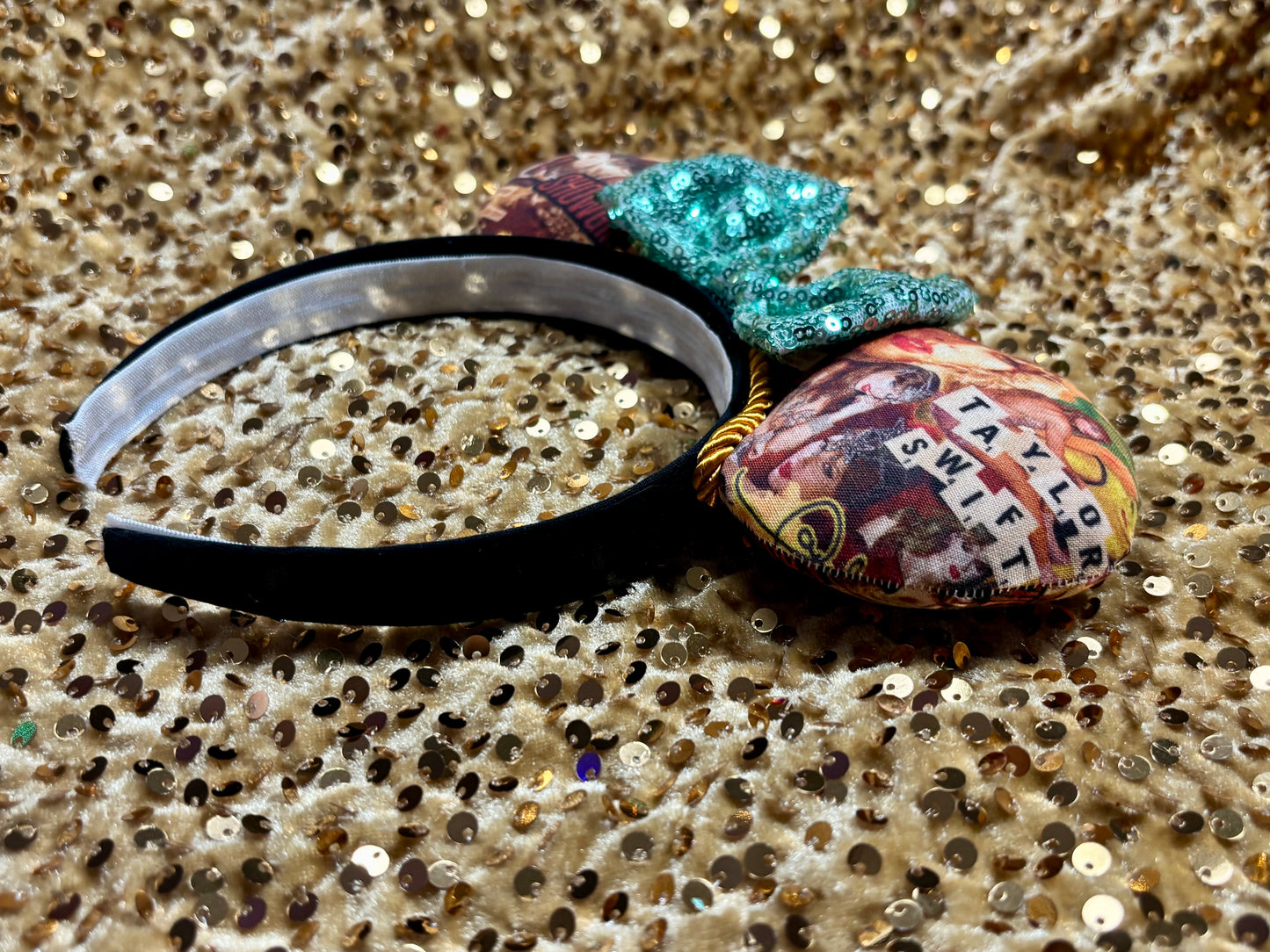 Showgirl Collage Mouse Ears | LOAS Inspired Orange Satin Bow Theme Park Headband