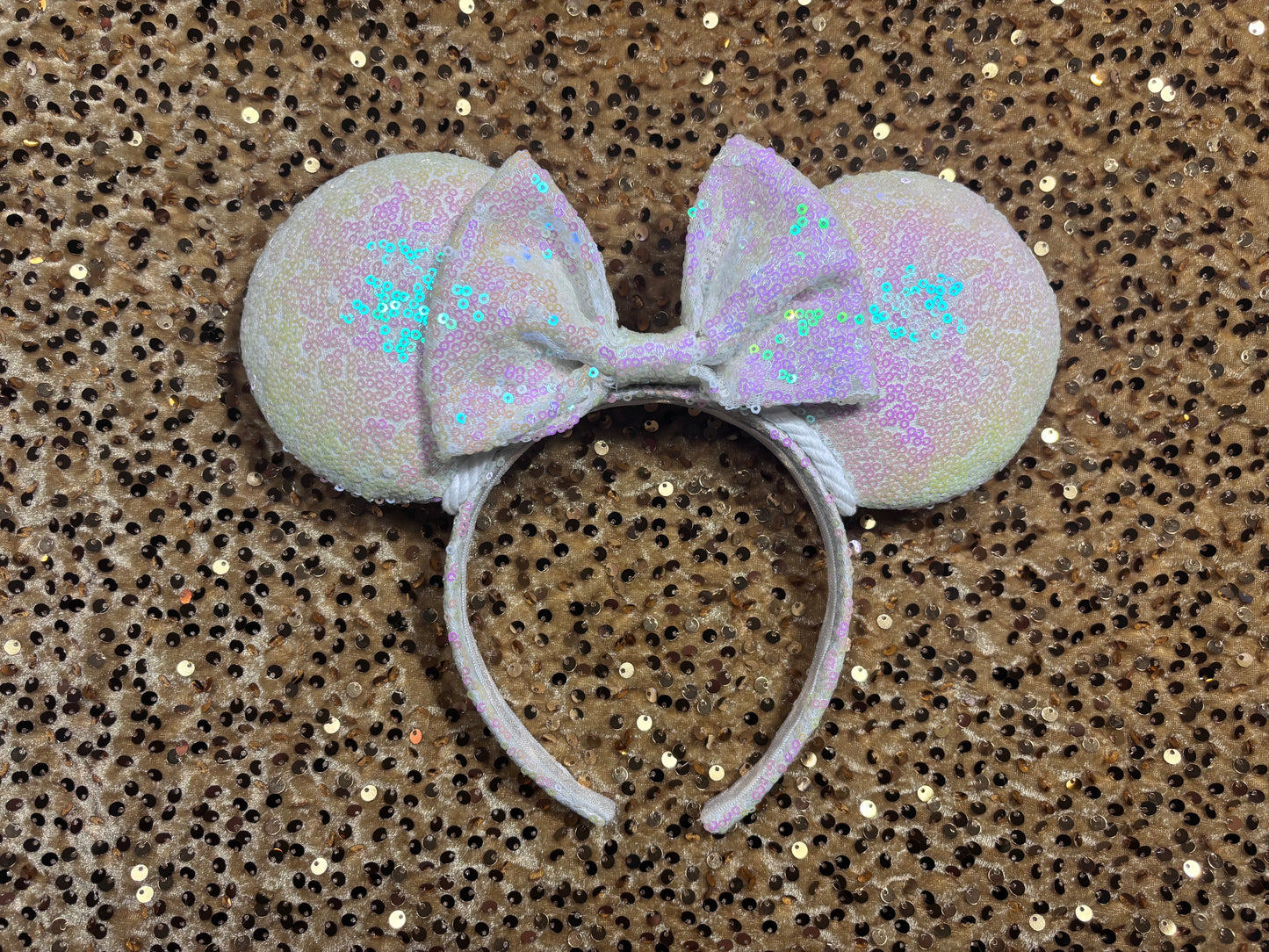 White Iridescent Sequin Ear Headband