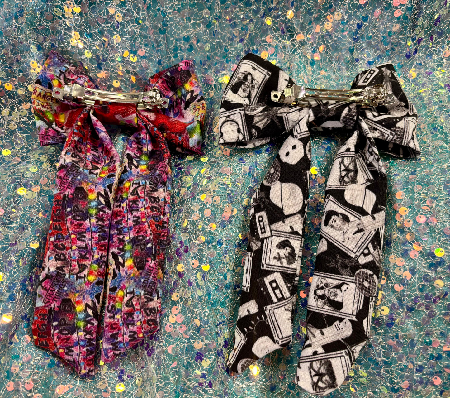 Stranger Things Inspired Hair Bow Bundle | 2-Piece Upside Down Set | Handmade & Ready to Ship