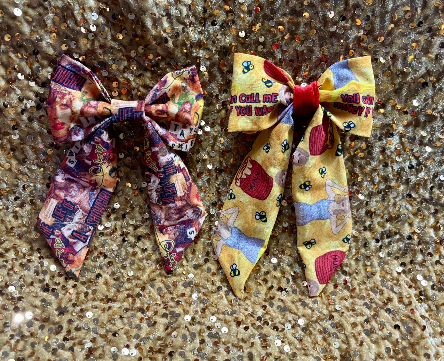 Showgirl Hair Bow Bundle | Orange & Green Taylor Swift Inspired | 2-Piece Handmade Set | Ready to Ship