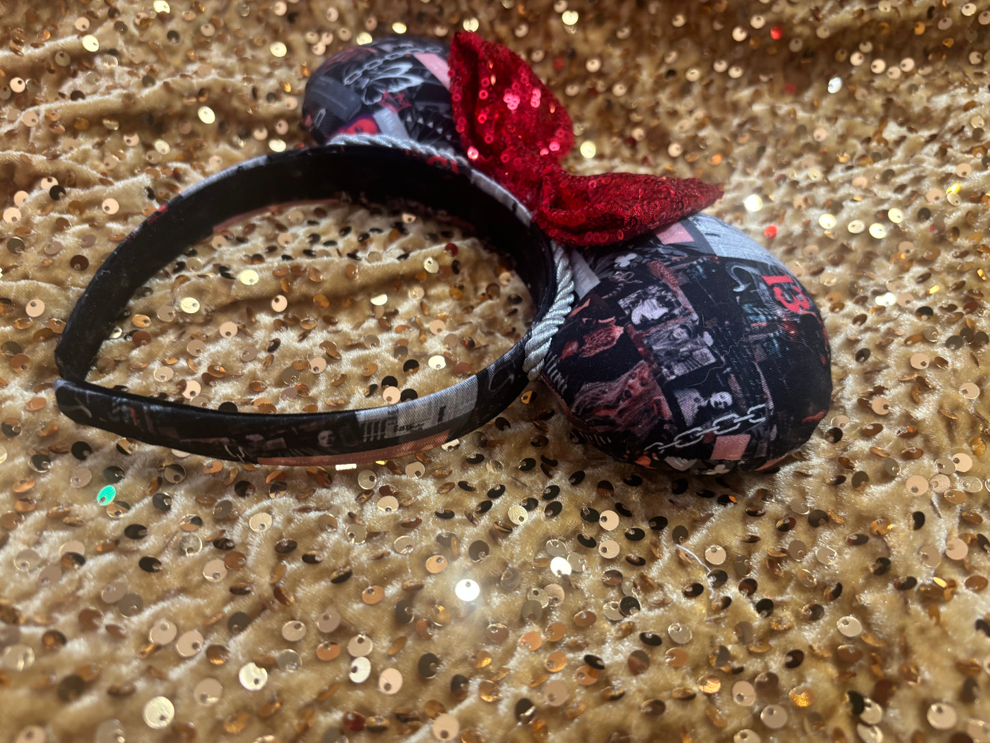 Getaway Car Mouse Ears – Taylor Swift Reputation Inspired Handmade Disney Headband | Red Sequin Bow