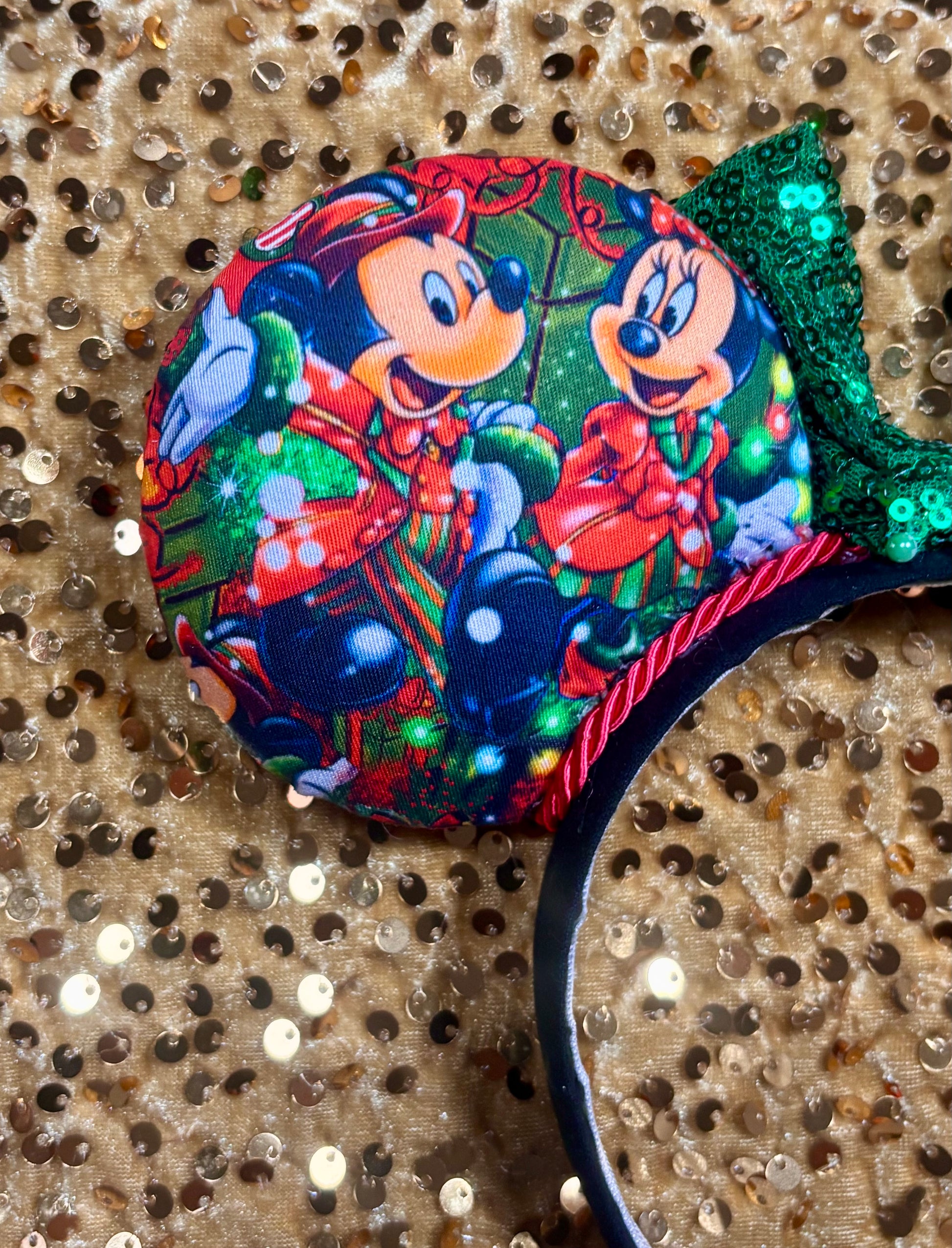 Handmade and ready to ship mouse ears with Cartoon characters and coffee cups on the fabric front and back. Set and handstitched to a universal sized headband. Default bow is green, but you can write a note and request any other color if you prefer.