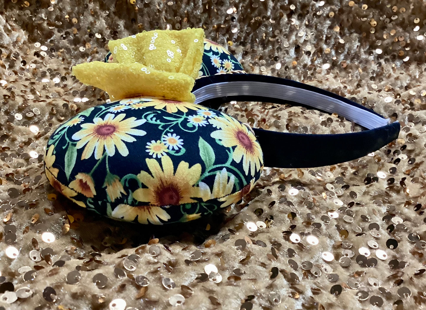 Yellow Flowers Mouse Ears - Floral Mickey Ears Headband