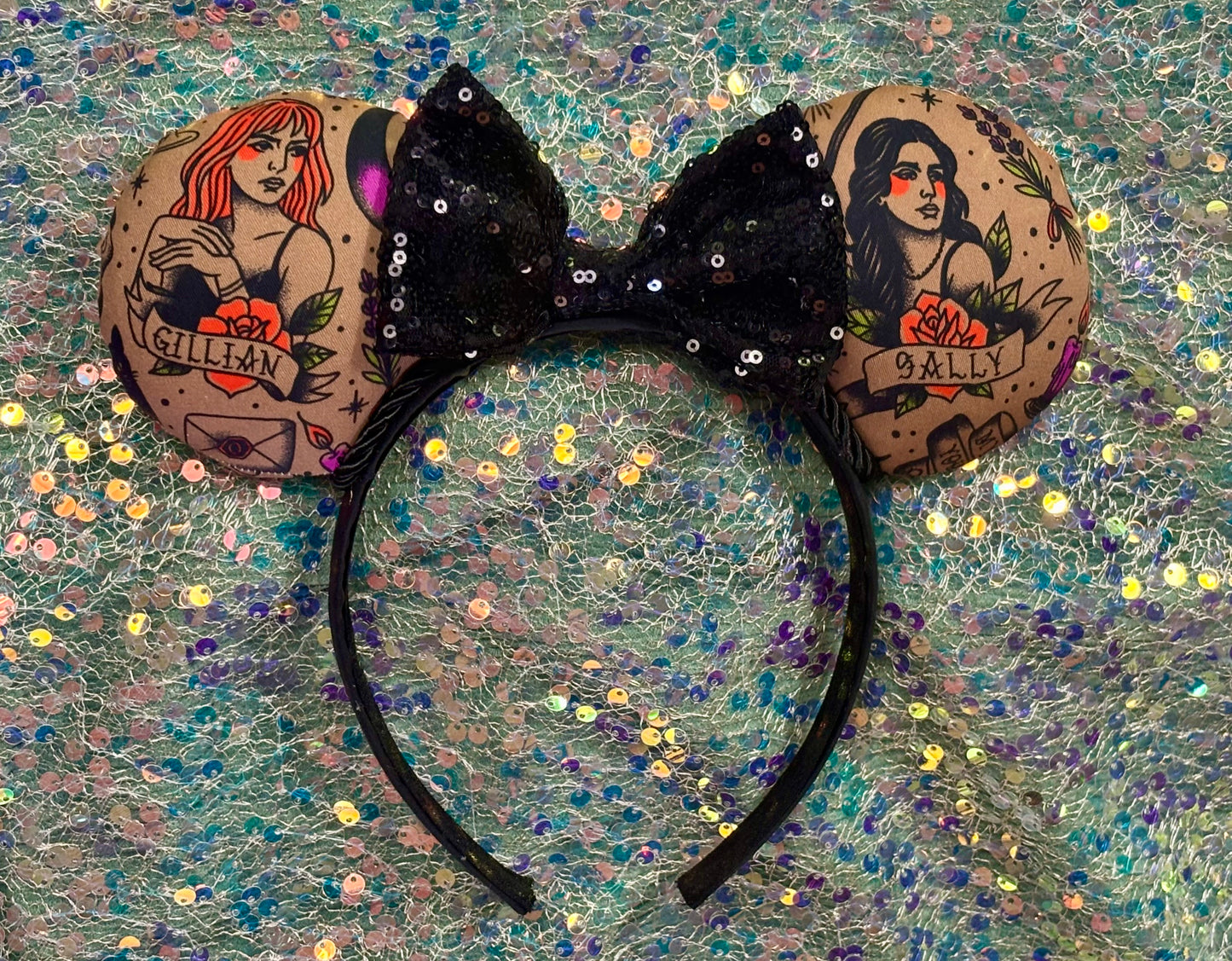 Owens Sisters Mouse Ears | Practically Magical Halloween Headband with Sequin Bow