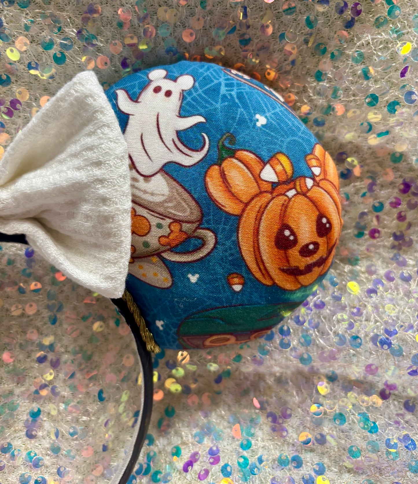Fall Mouse Ears Headband – Handmade Pumpkin & Sequin Disney-Inspired Ears