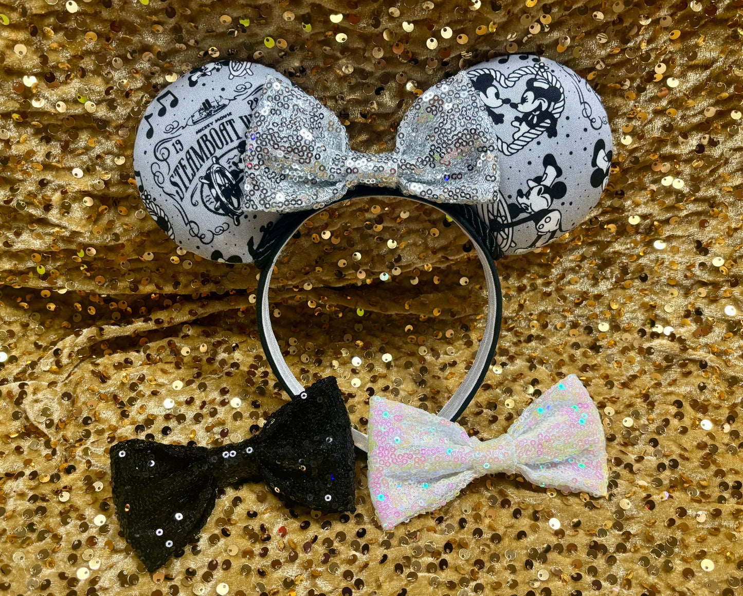 Steamboat Willie Mouse Ears | Classic Black & White Vintage Disney Headband