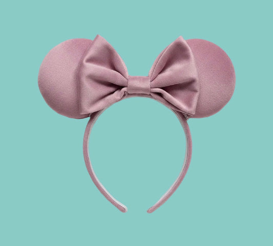 Dusty Rose Velvet Ear Headband | Handmade Plush Bow Headband